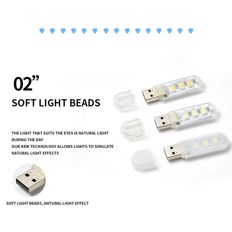 

Mini Usb LED Flashlight 3LED 8LED Work Light Portable Torch Lamp White Warm White Reading Light USB Charging Computer Light