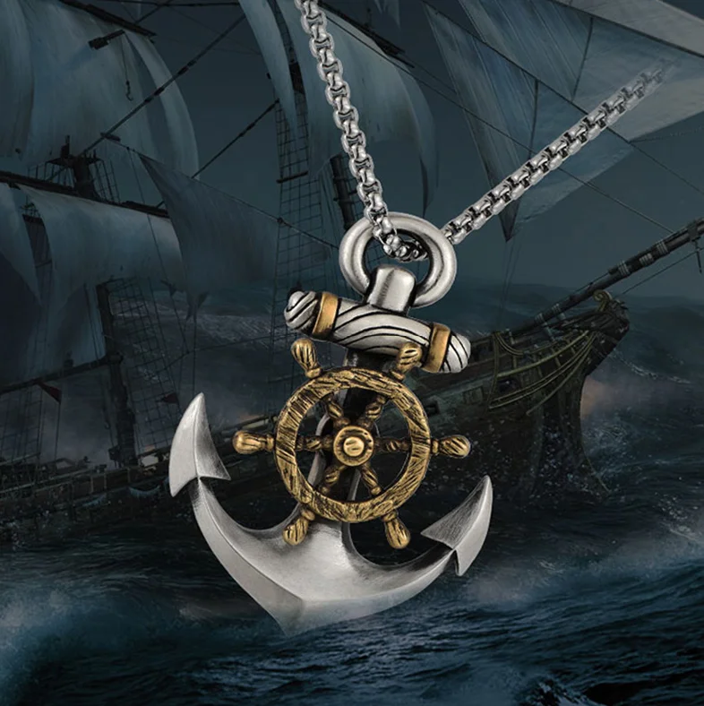 Модный Крест руль якорь позолоченная навигация Религиозная ожерелье в стиле