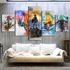 5 панельных холщовых принтов Zelda Gamer аниме постеры абстрактная манга настенные картины Домашний декор картины для украшения гостиной