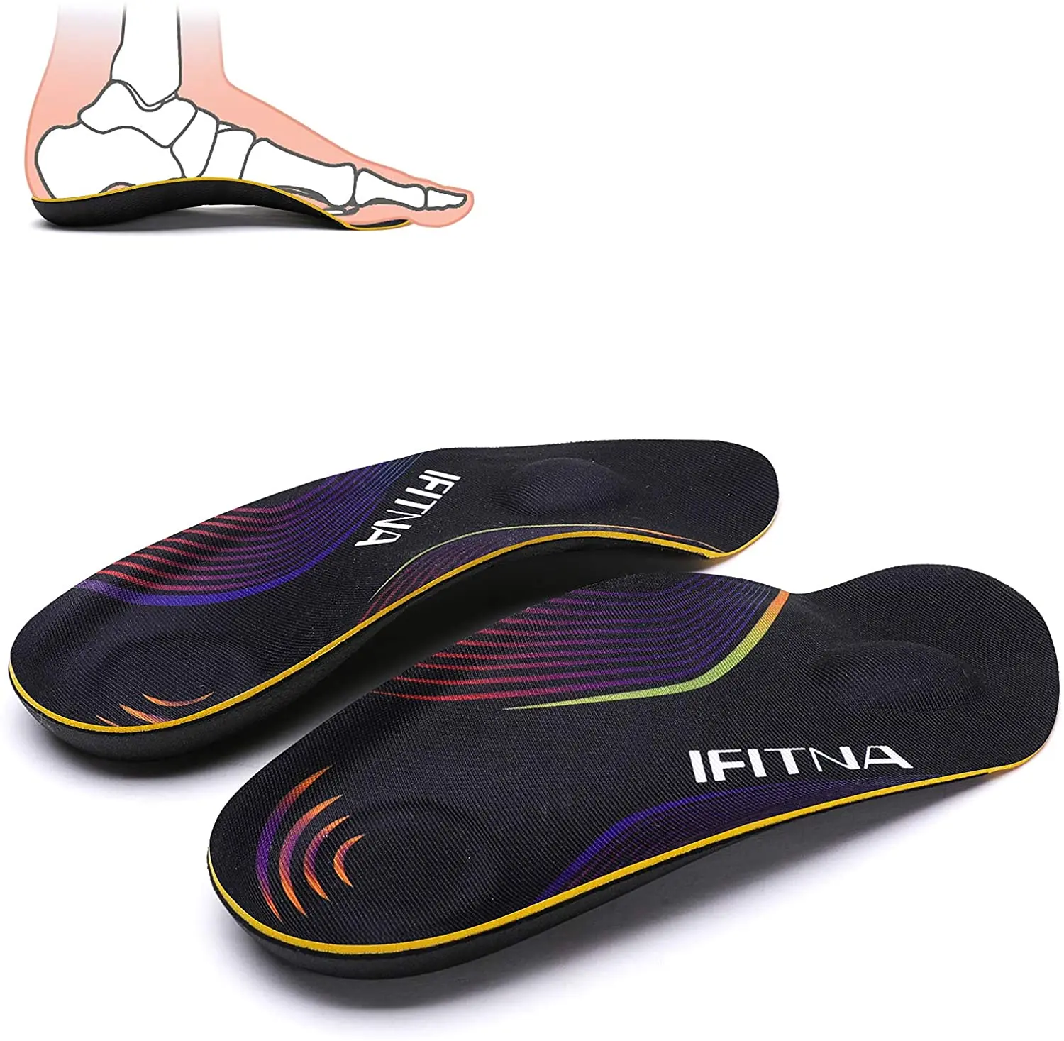 Orthotics Arch Support Insert 3/4 Shock-Absorbing Insoles for Plantar Fasciitis, Flat Feet, Relief Heel Spur Pain