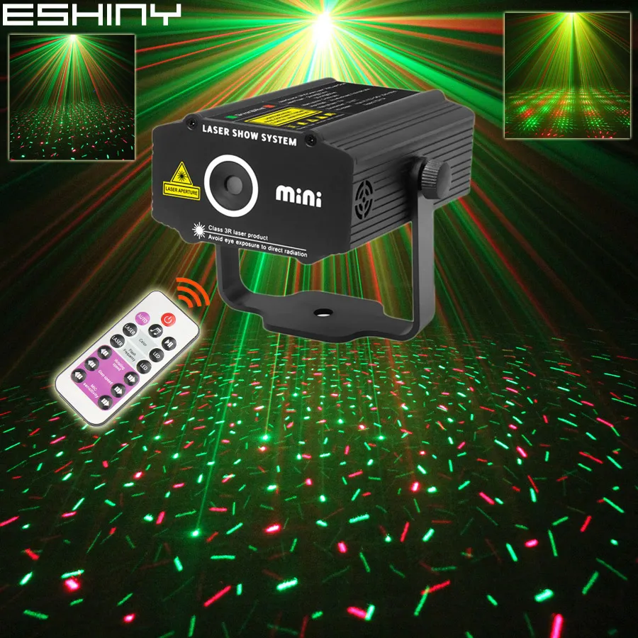 

ESHINY Remote R&G Laser Full Stars Starry sky Patterns Projector DJ Party Effect Dance Disco Stage Bar Holiday Light L19N6