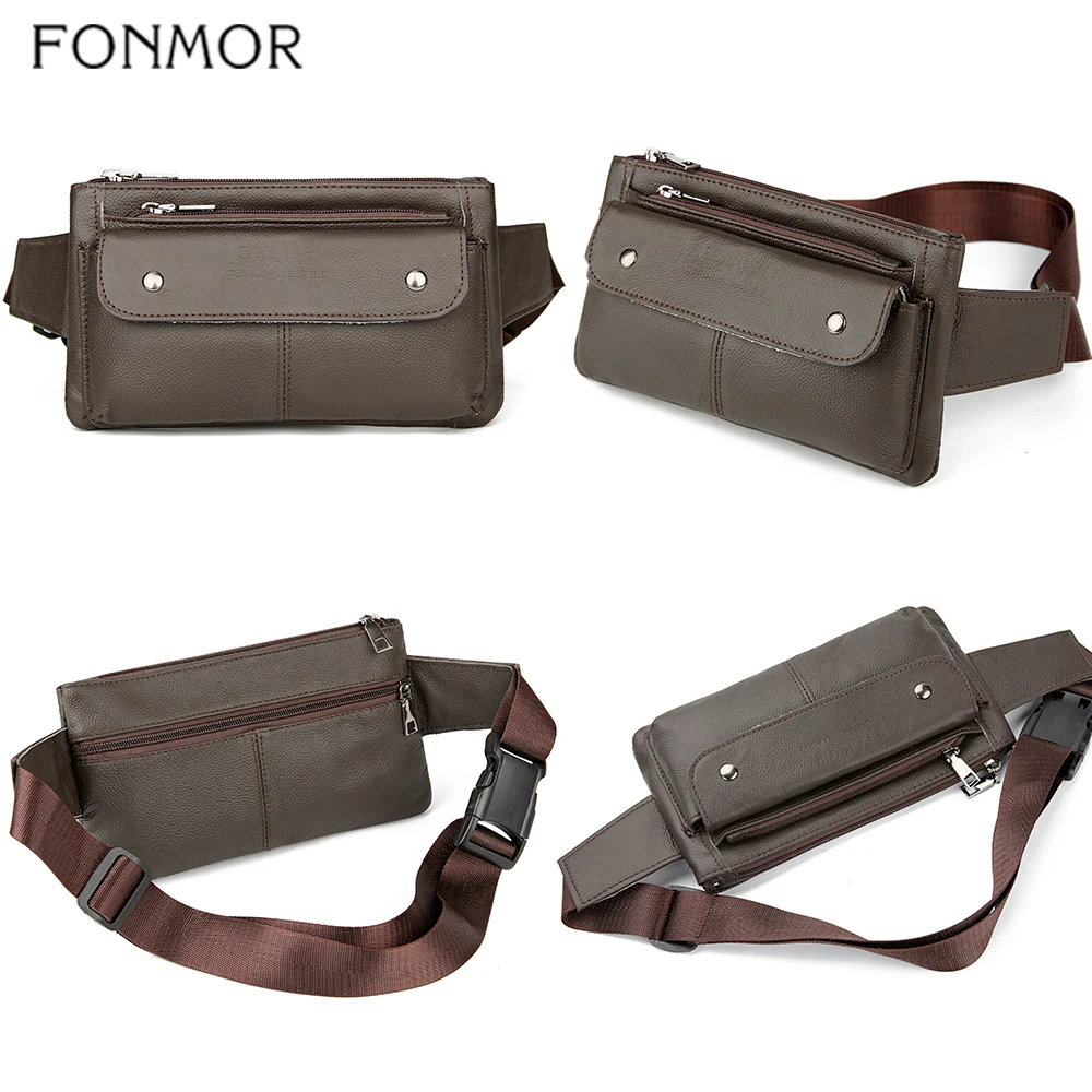 Поясная Сумка FONMOR мужская из натуральной кожи многофункциональная дизайнерская