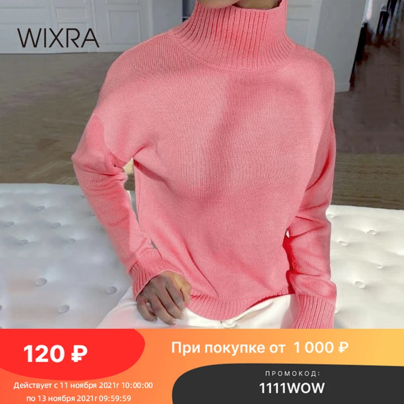 

Свитер женский однотонный с воротником-хомутом, на осень/зиму