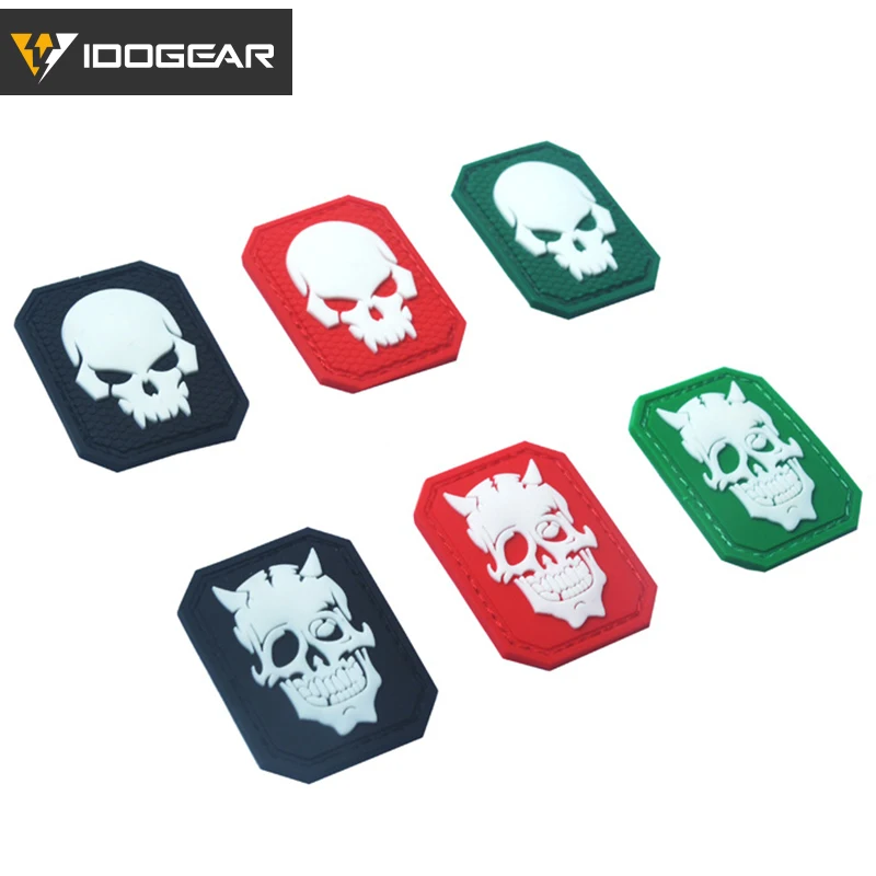 IDO GEAR люминесцентный ПВХ череп боевой патч значки военный страйкбол тактическое