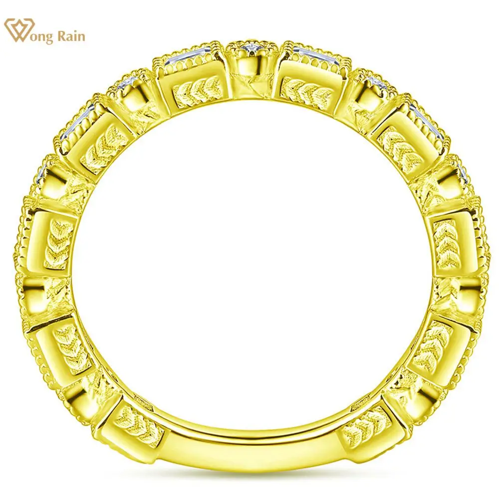 

Wong Rain 100% 925 Sterling Silver Created Moissanite Gemstone Simple Fashion Unisex Daily Ring Fine Jewelry Band Wholesale
