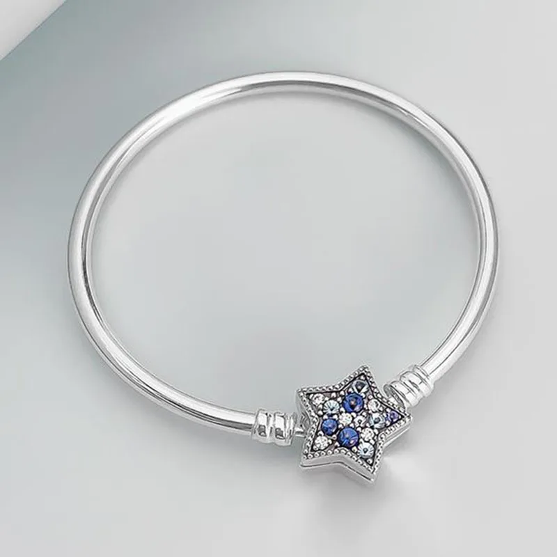 

100% 925 Sterling Silver Pan Bracelet Creative Star Pan Bracelet Fit European Charm Bracelets Women Jewelry