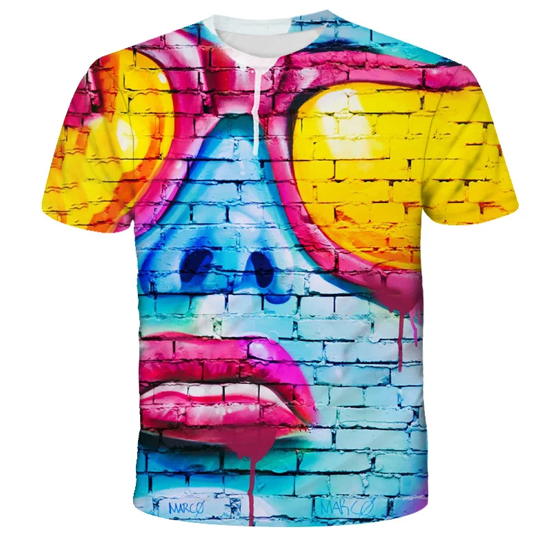 

2021 New Summer Fashion Art Color Graffiti 3D Printing Kids T-Shirts Casual Boys Girls Children Printed T-Shirt Cool Tops Tee