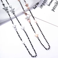 evil eye stars long necklace for women crystal pendant beaded stainless steel sweater chain necklaces best gift 2021 new fashion