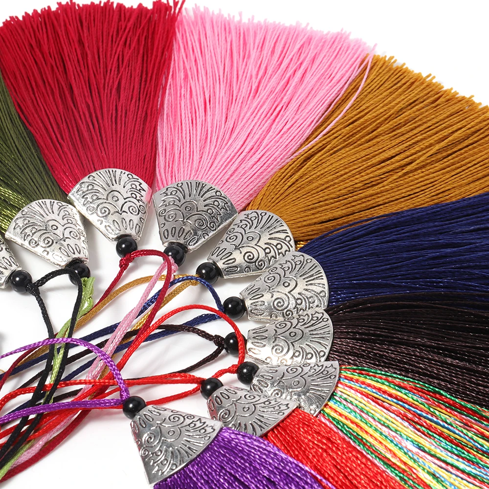 

10pcs 8cm Colorful Silk Tassel for Jewelry DIY Earrings Making Tassel with Caps Bohemian Tassel Earrings Charm Accessories DIY