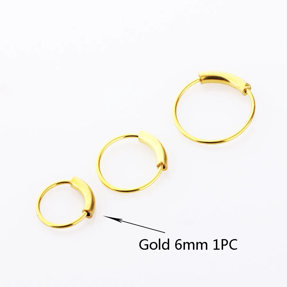 

1pcs 22g Steel Hinged Clicker Seamless Piercing Nose Ring Hoop Lip Ear Ring-6/8/10mm Body Jewelry Piercing Clip Gift