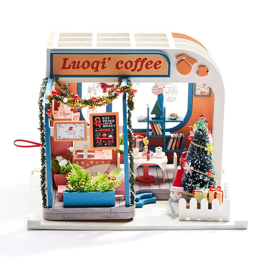 

Coffee Shop Model Wooden DIY Doll House Handmade Girl Heart Small House Model Assembled Art Villa Toy Birthday Gift Girl