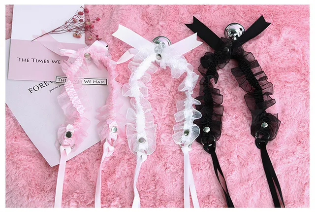 New Adjustable Lace Choker with Bell Sweet Cute Gothic Choker Necklaces Collar for Women Girls Detachable Cosplay Party Jewelry 2