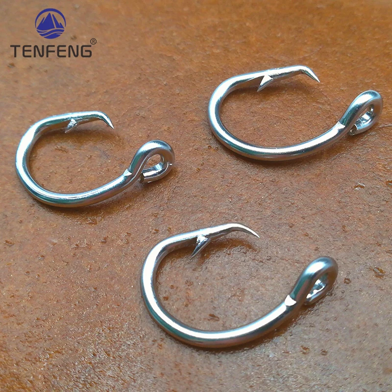 

5pcs Stainless Steel Barbed Eyed Fishhooks Circle Fish Hook Tuna Bait Jig Single Jigging Ocean Sea Fishing Tackles Goods Pesca