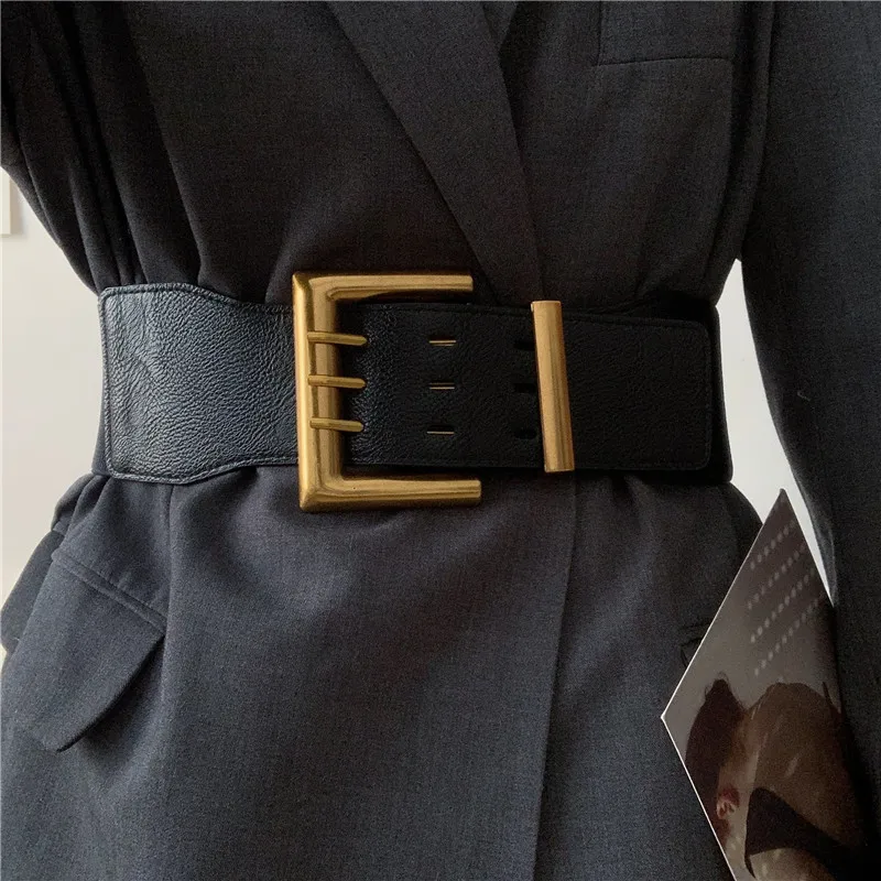 

2021 Elegant Women Waist Elastic Belt Black Wide Stretch Big Dress High Quality Autumn And Winter Decoration Sweater Girdle