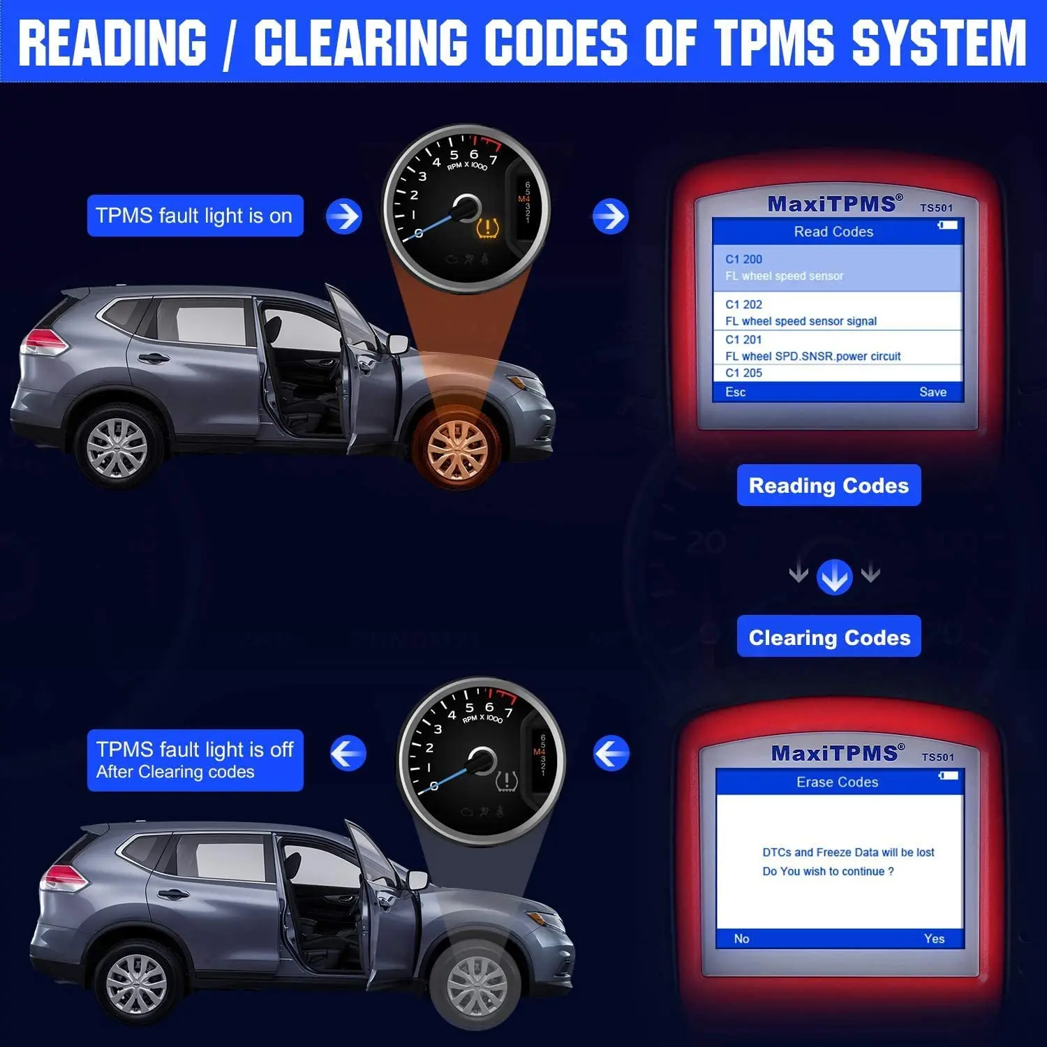 Autel MaxiTPMS TS501 инструмент для переобучения TPMS с активацией датчика