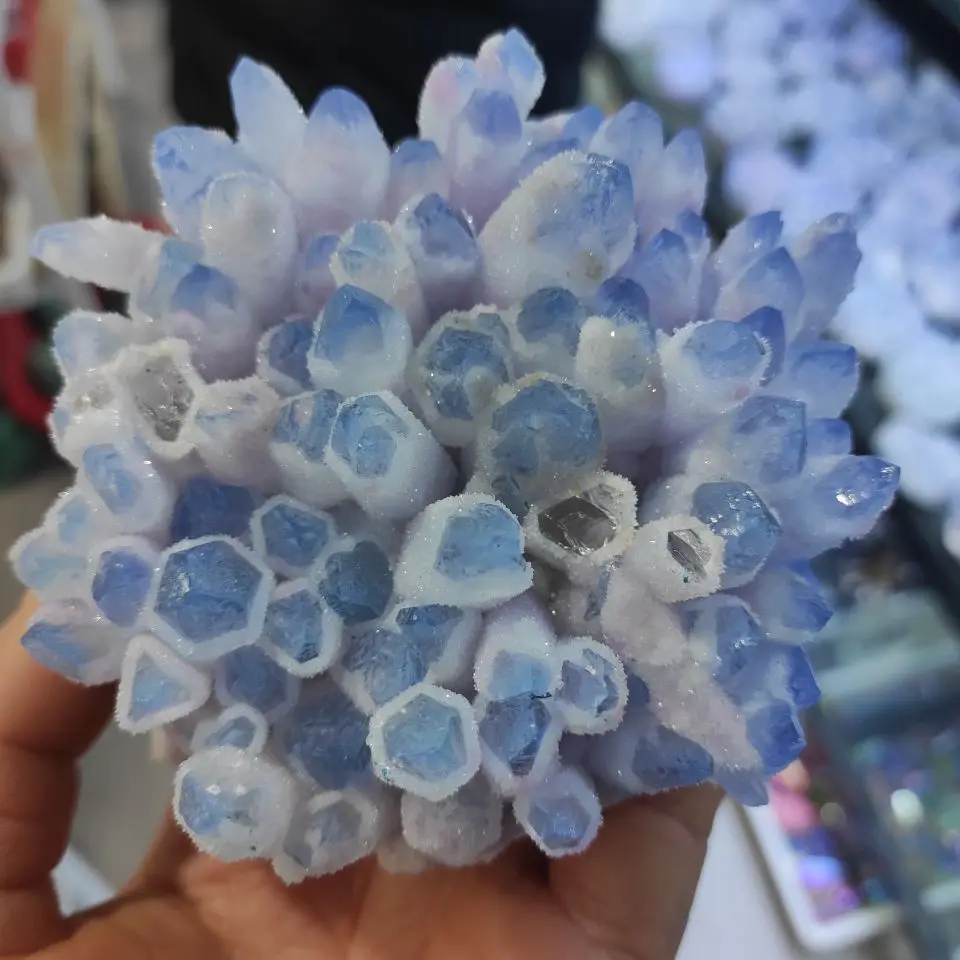 

1pcs Rare natural blue crystal cluster mineral specimen wedding decoration reiki Healing Specimen Home deco