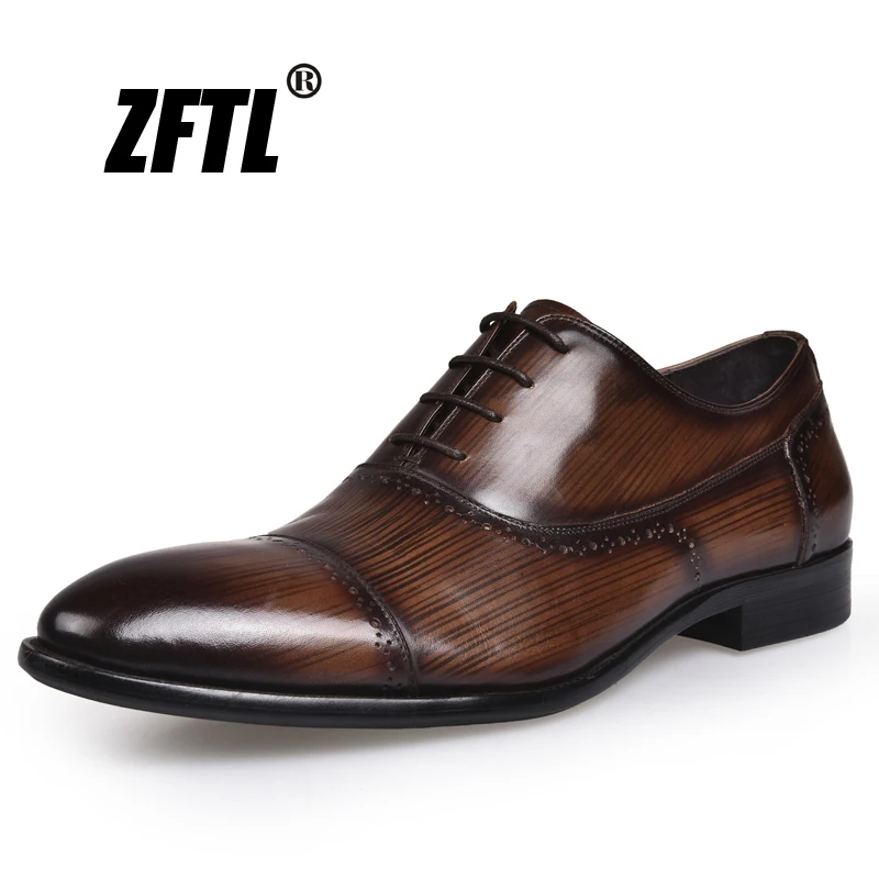 Новинка мужские классические туфли ZFTL деловые Bullock из натуральной кожи броги в