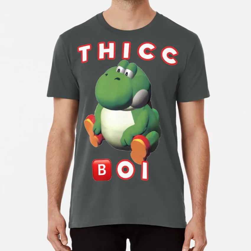 Темно-серый Fat Yoshi Thicc футболка yoshi meme thicc boi fat yoshi большая Йоши Марио игры видеоигры - Цвет: Темно-серый