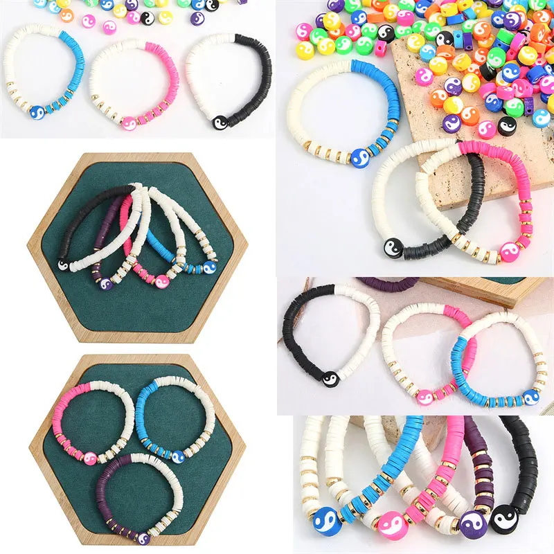 30 шт./лот 10 мм круглые бусины из полимерной глины Tai Chi разделительные для