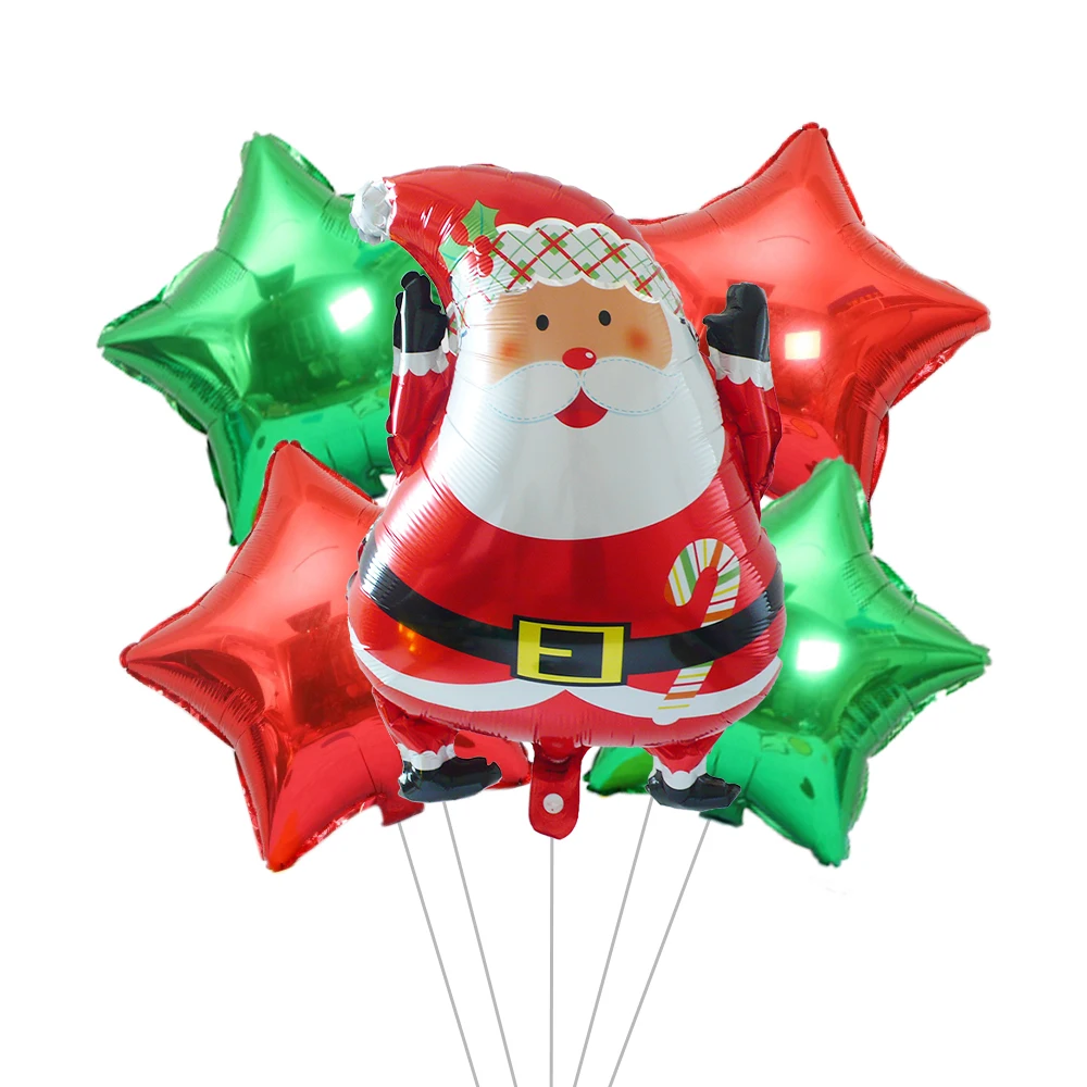 

1 Набор, фольгированные воздушные шары в виде Санта-Клауса, снеговика, елки
