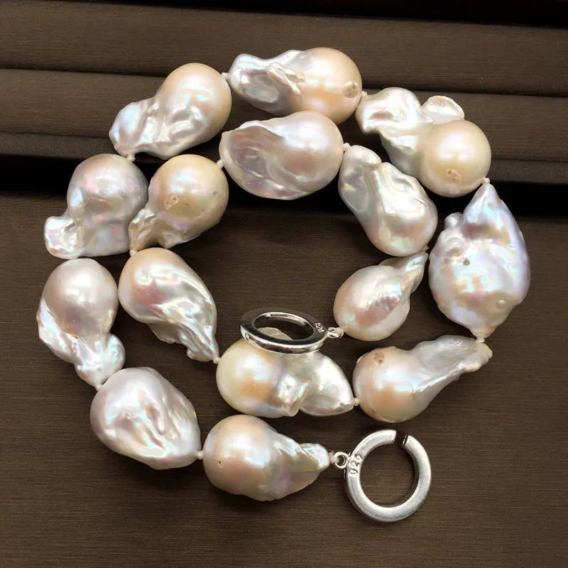 Better Quality 20-30mm Large Size Tissue Nucleated Flame Ball Shape Baroque Freshwater Pearl Statement Necklace OC Clasp