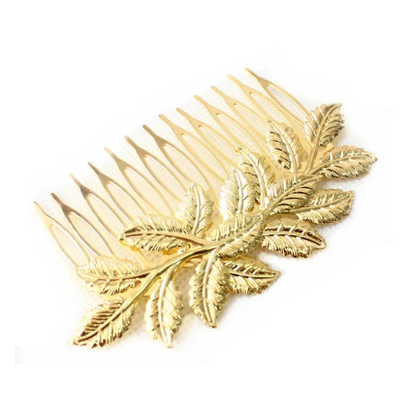 

2021 Limited Bride Tiara De Noiva Europe And The Adorn Article Combs Hair Fork Inserted Multilayer Leaves Golden Comb Cf094