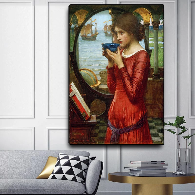 

Holover Canvas Oil Painting Aesthetic Home Decoration William Waterhouse"Destiny"Romanticism Mythology Artwork Wall Art Poster