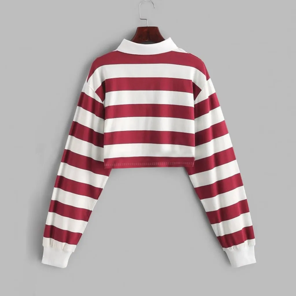 Womens Color Stripe Button Long Sleeve Pullover Hoodies Sweatshirt Tops Blouse Sudadera Mujer Sweatshirt Women Outwear Hoody