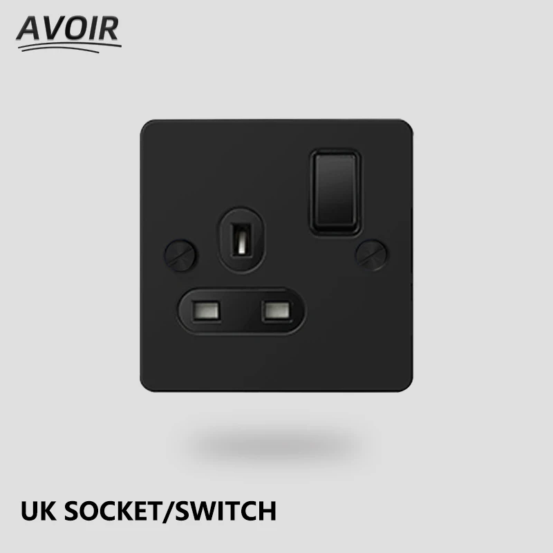 Elétricos e Interruptores Todos os Preto Painel de Aço Avoir Parede Soquetes Série Inoxidável Padrão uk Tomadas Duplas Usb