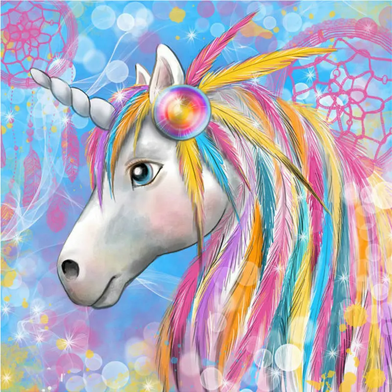 

NEW Diamond Painting Rainbow Unicorn AB 5D DIY Round Square Drill Resin Icon Handicraft Patch Embroidered