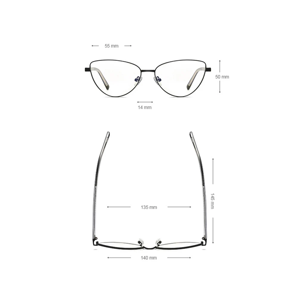 

New Cat Eye Reading Glasses Women Fashion Anti Blue Light Computer Presbyopia Eyeglasses Metal Spectacle Frames