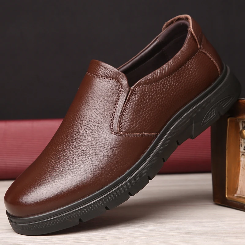 Мужские лоферы из натуральной кожи деловые Повседневные слипоны на плоской