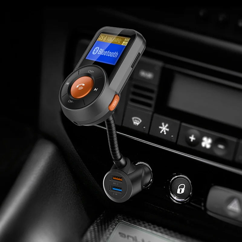 Автомобильный Bluetooth MP3 плеер QC3.0 с функцией быстрой зарядки FM модулятор