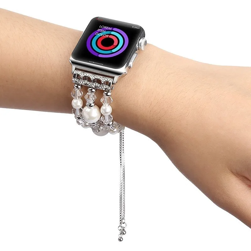 Модный браслет на запястье с жемчужиной ремешок для apple watch полосы 44 мм 42 iwatch серии 5 4 3 2 часы ручной работы браслет для девочек Замена 38 мм