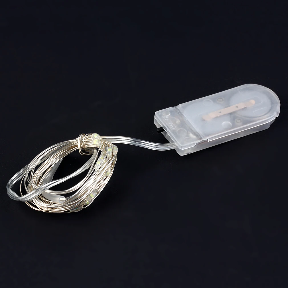 Супер яркий 2 м IP66 Водонепроницаемый 20 LED серебряной проволоки Кнопка Батарея