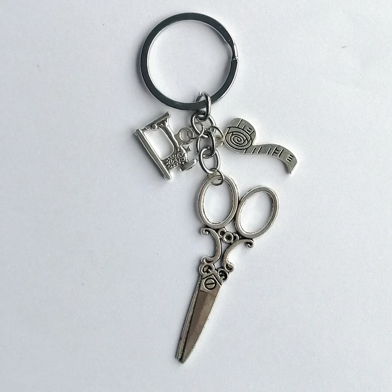 

Новые ювелирные изделия швейная машина брелок портной ножницы для ленты измерения алюминиевый брелок портной подарок