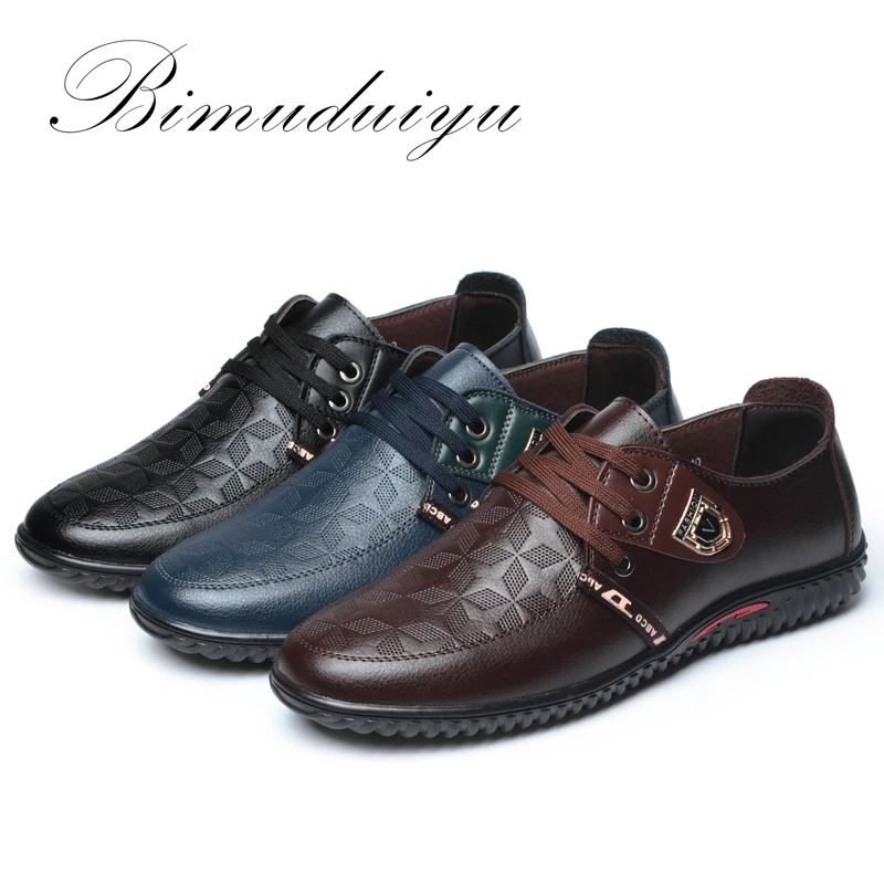 BIMUDUIYU/Лидер продаж Брендовые дышащие мягкие мужские повседневные кожаные туфли