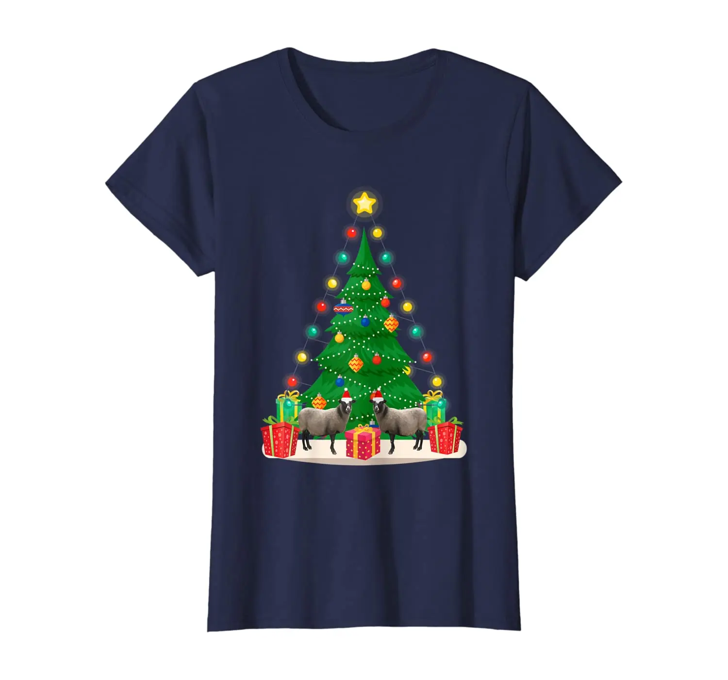 

Santa Sheep Christmas Tree Funny Xmas Holiday Gift T-Shirt New Summer Graphic Tshirt for Women Cool Tee 2020 Breathable T Shirt