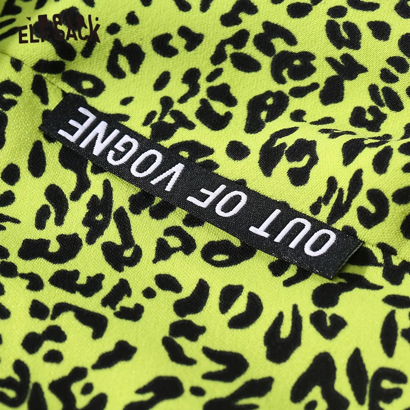 ELFSACK Sexy Leopard Women Shirts 2019 Autumn New Fashion Neon Yellow Female Bloouses Streetwear Vintage Casual Femme Tops | Женская
