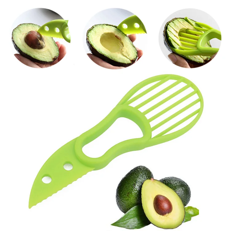 Kitchen Gadgets 3 In 1 Avocado Slicer Shea Corer Butter Fruit Peeler Cutter Pulp Separator Plastic Knife Kitchen Vegetable Tools