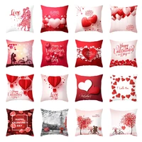 4545cm valentines day theme throw pillow cover home decoration red heart balloon flowers sofa cushion cover car pillowcase
