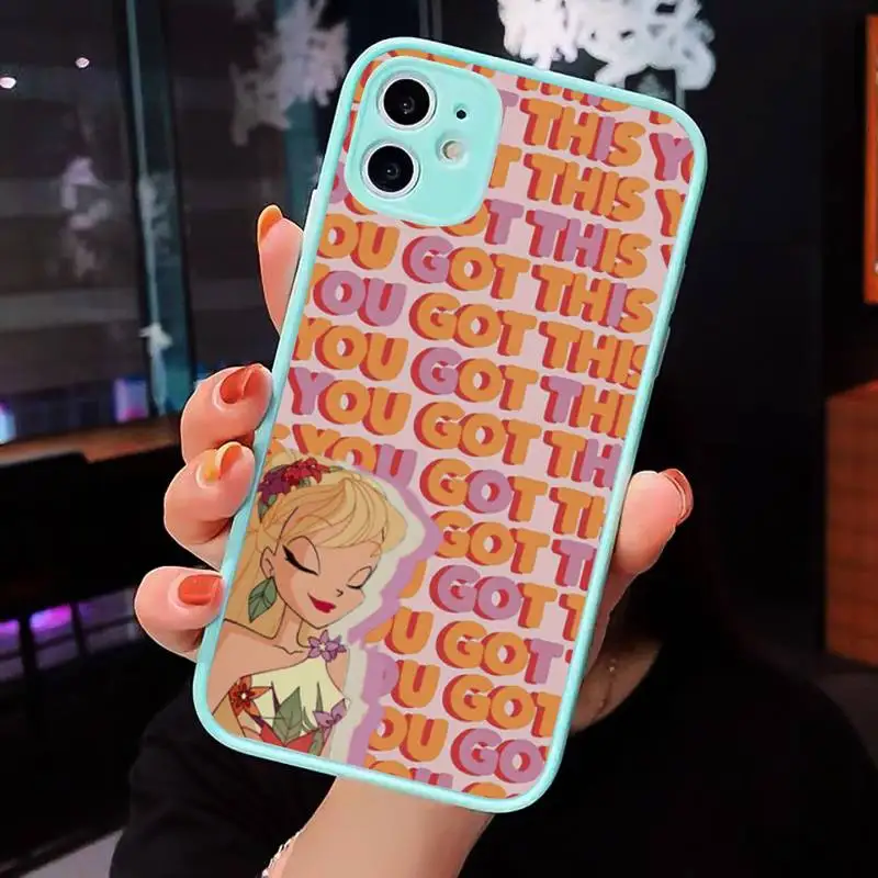 

cover winx Phone Case For iPhone 12 11 Mini Pro XR XS Max 7 8 Plus X Matte transparent blue Back Cover
