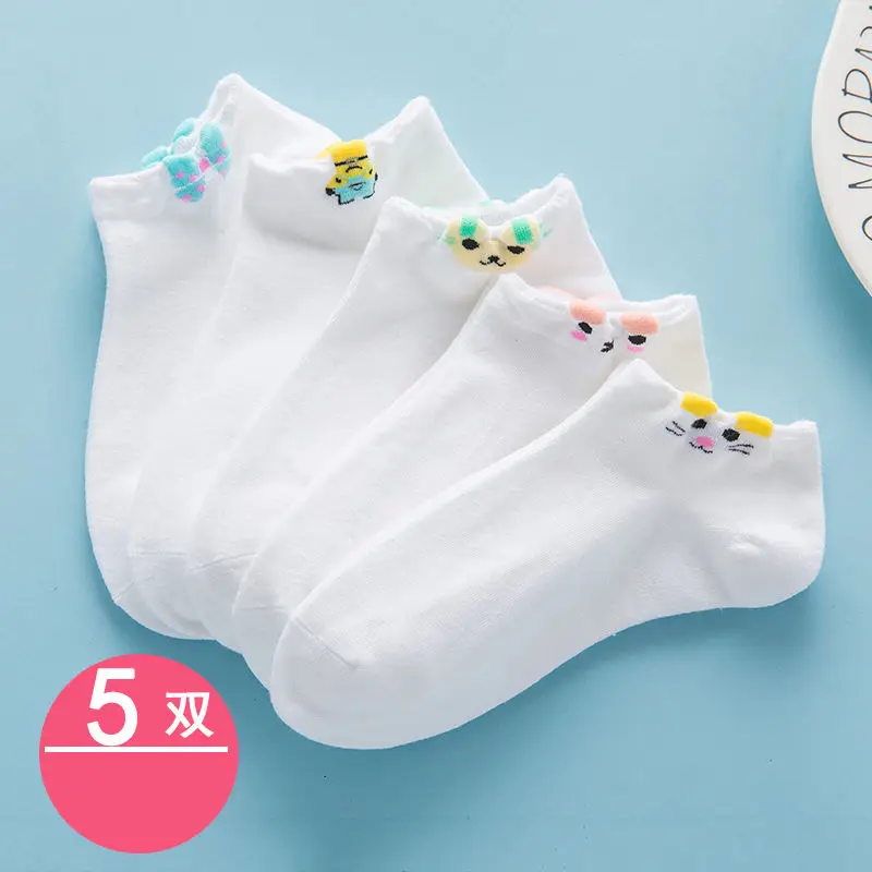 5 пар/компл. женские носки башмачки хлопка однотонного черного