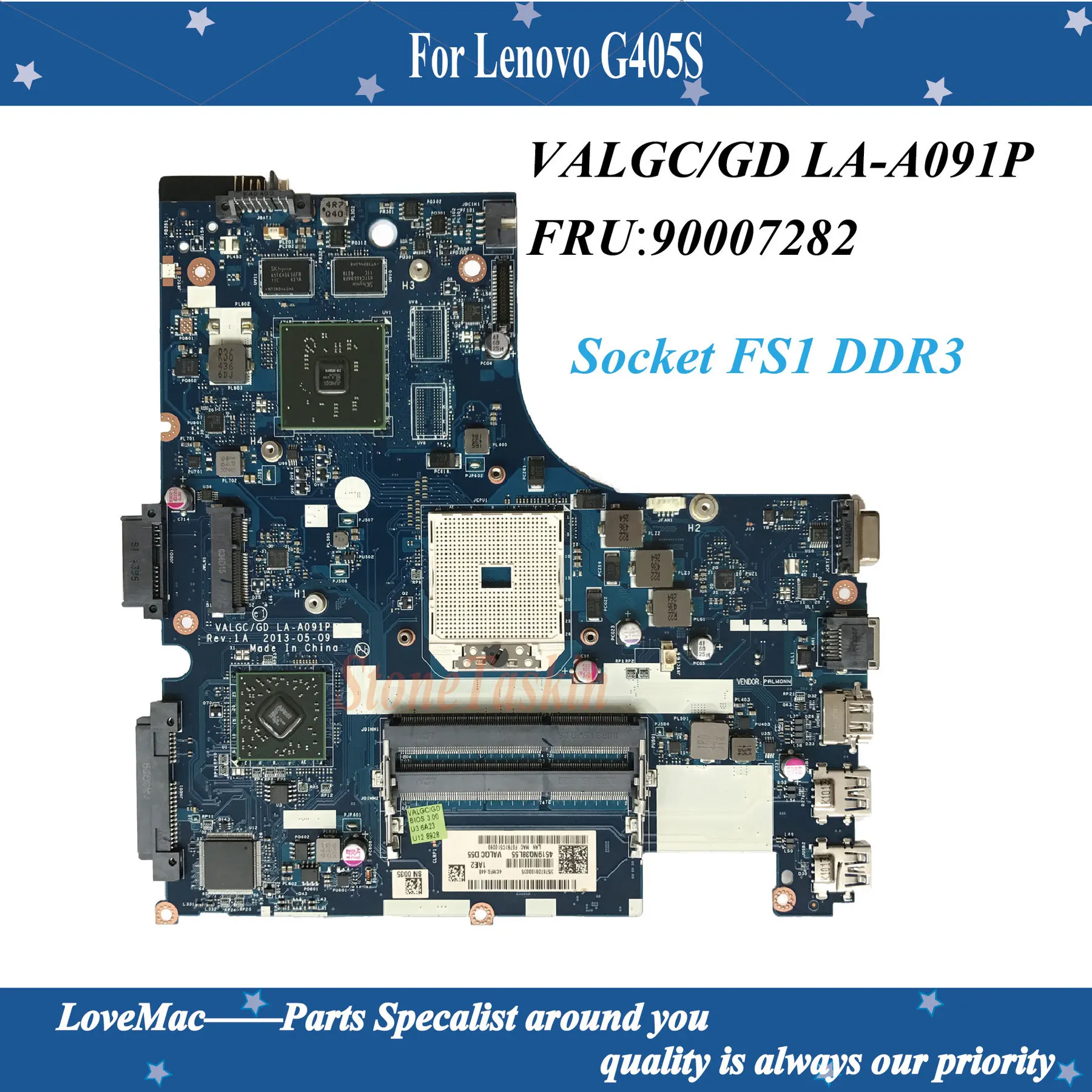 Высококачественная материнская плата VALGC/GD LA A091P для ноутбука Lenovo G405S FRU:90007282 Socket FS1