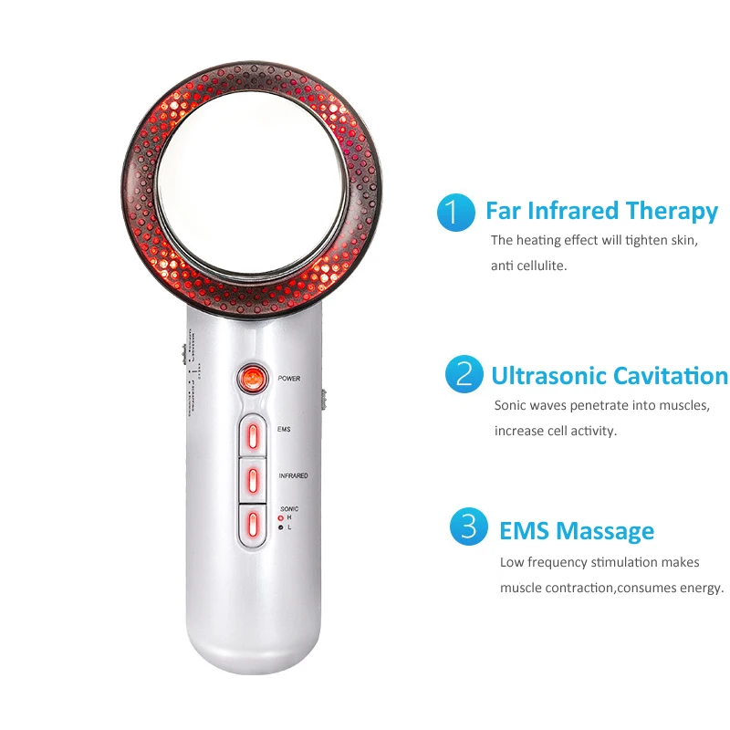

3 in 1 Facial Lifting EMS Infrared Ultrasonic Body Massager Device Ultrasound Slimming Fat Burner Cavitation Face Beauty Machine
