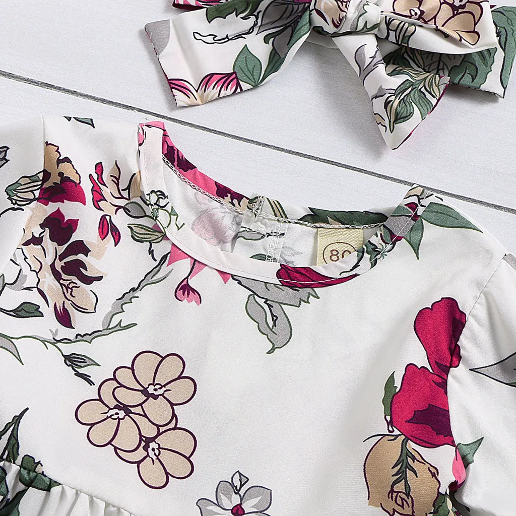 Повседневные Вечерние платья принцессы с цветочным принтом для маленьких