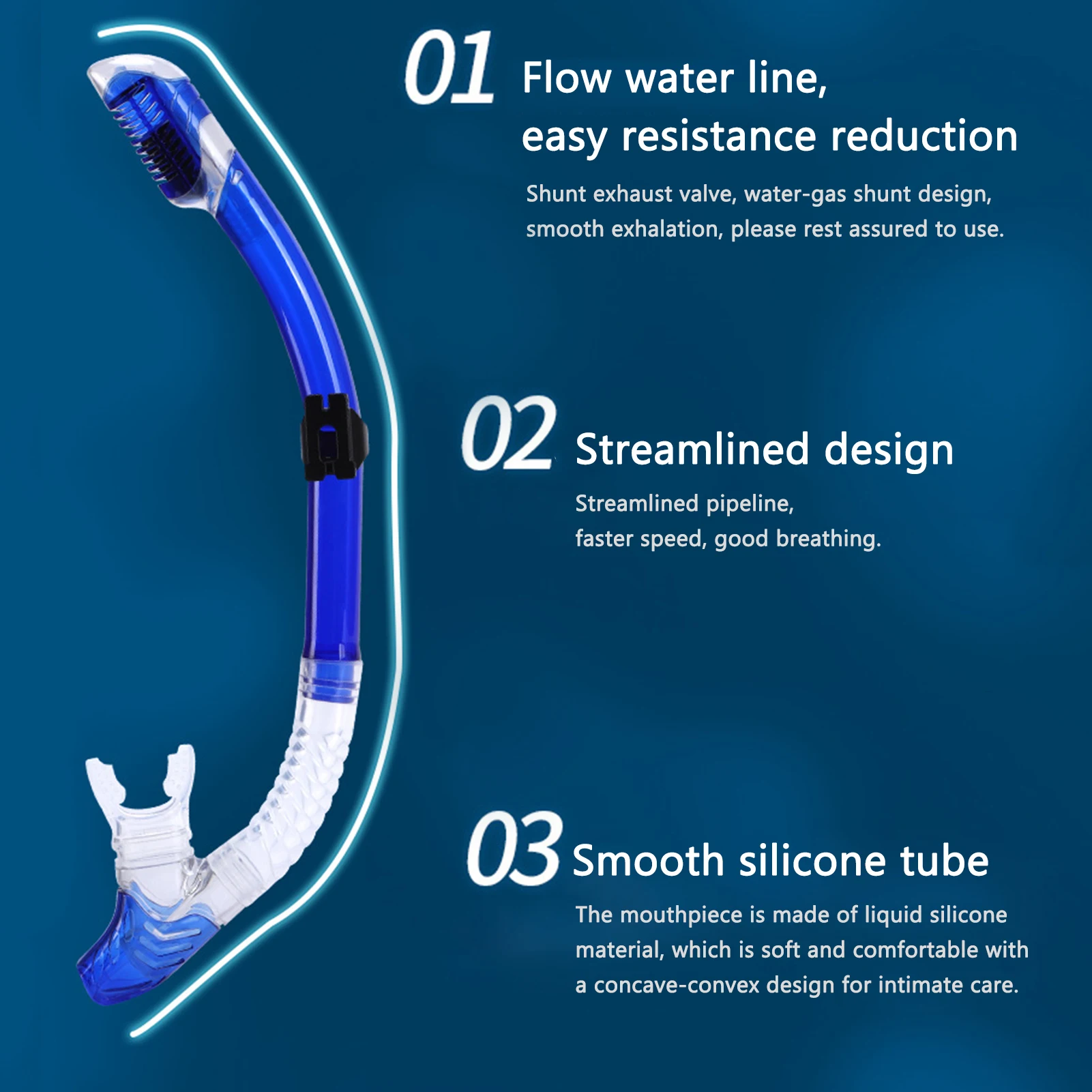 

Absolute Skin Dive Dry Snorkel Silicone Free Diving Snorkeling Equipment,breathing Tube Swimming For Adult
