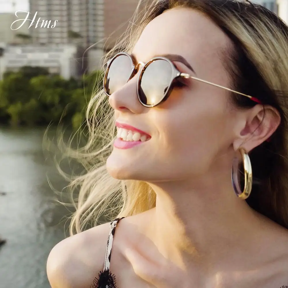 Винтажные разноцветные Круглые Солнцезащитные очки для женщин и мужчин модные
