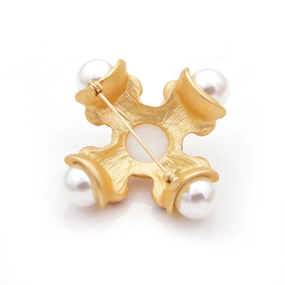 

YoungTulip Baroque Style Large Cross Brooches for Women Colorful Beads Inlay New Design Fashion Pin Brooch elegant Style Gifts