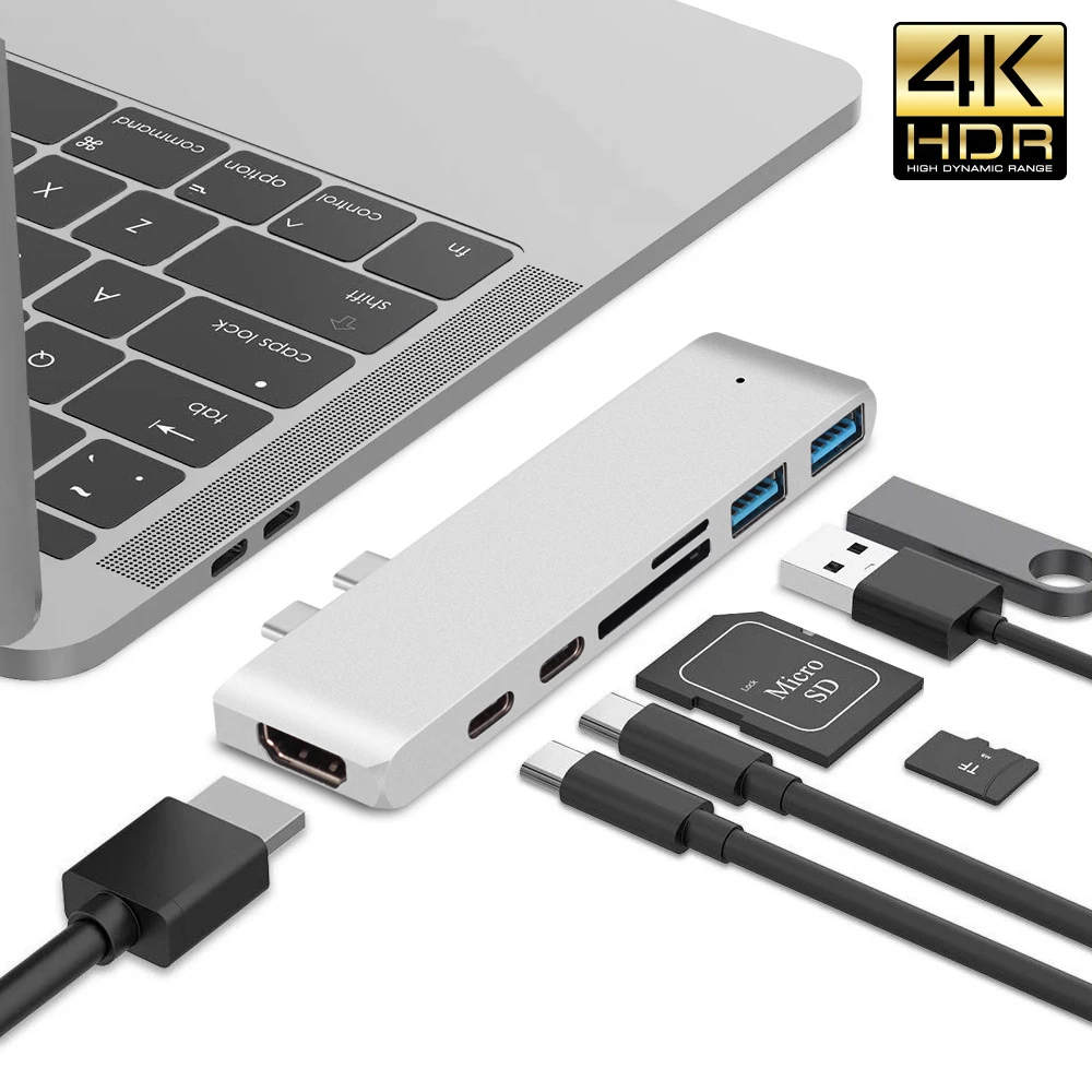 

USB 3.1 Type-C Hub to HDMI Adapter 4K Thunderbolt 3 USB C Hub With Hub 3.0 TF SD Reader Slot PD For MacBook Air Pro 2020 M1 Chip